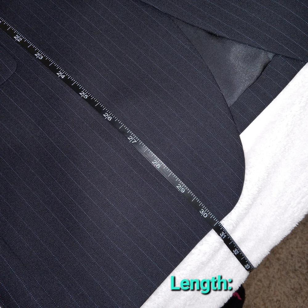 Jos A Bank Black 100% Wool Pinstriped Full Suit Set Blazer Size 38S Pants 32x28 - Picture 9 of 15